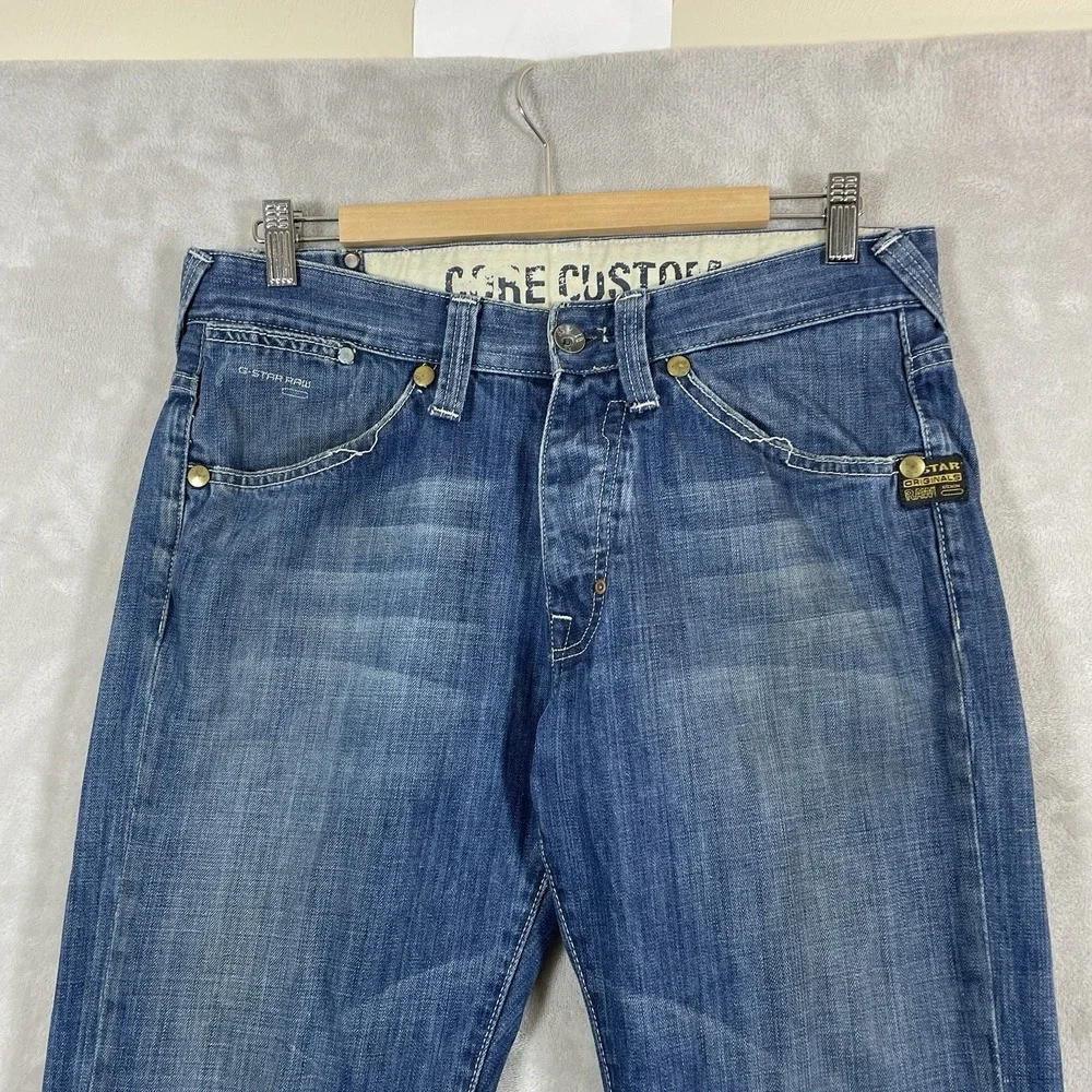 G-Star Raw Blue Jeans Core Custom Mens 32x30 Y2K VTG Distressed Stash Pocket